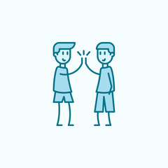 Obraz na płótnie Canvas joyful boys 2 colored line icon. Simple colored element illustration. joyful boys outline symbol design from friendship set