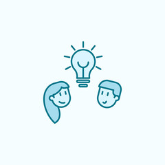 friendly idea 2 colored line icon. Simple colored element illustration. friendly idea outline symbol design from friendship set