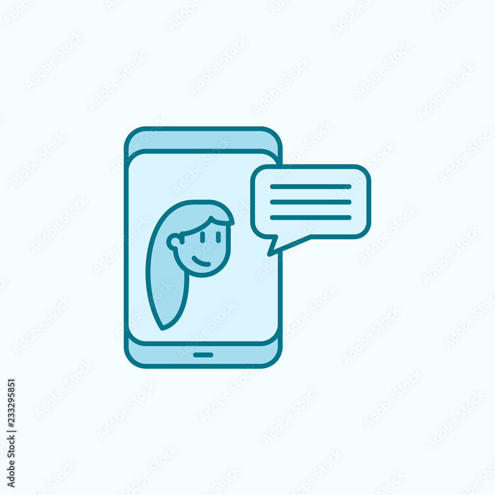 Poster chatting with friend 2 colored line icon. simple colored element illustration. chatting with friend 