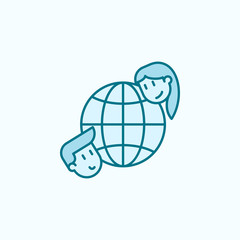global friendship 2 colored line icon. Simple colored element illustration. global friendship outline symbol design from friendship set