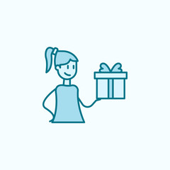 gift 2 colored line icon. Simple colored element illustration. gift outline symbol design from friendship set