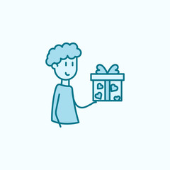 friend gives a gift 2 colored line icon. Simple colored element illustration. friend gives a gift outline symbol design from friendship set