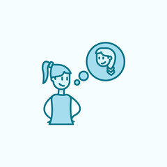 think about friend 2 colored line icon. Simple colored element illustration. think about friend outline symbol design from friendship set