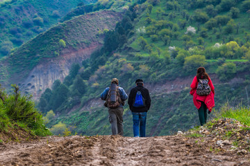 Fototapeta premium hikers in the mountains