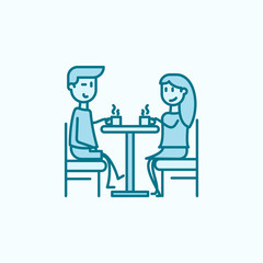Couple with cup of tea 2 colored line icon. Simple colored element illustration. Couple with cup of tea outline symbol design from friendship set