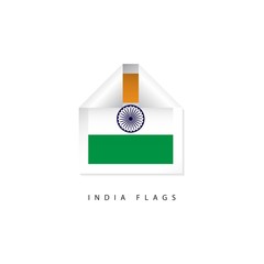 India Label Flags Vector Template Design Illustration