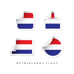 Netherlands Label Flags Vector Template Design Illustration