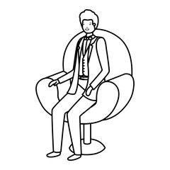 Fototapeta na wymiar businessman sitting in chair avatar character