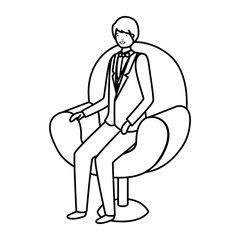 businessman sitting in chair avatar character