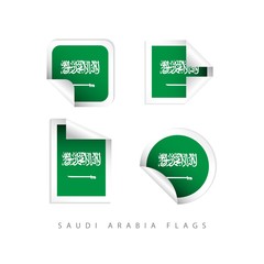 Saudi Arabia Label Flags Vector Template Design Illustration
