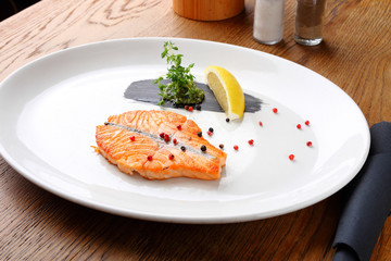 Tasty grilled salmon steak