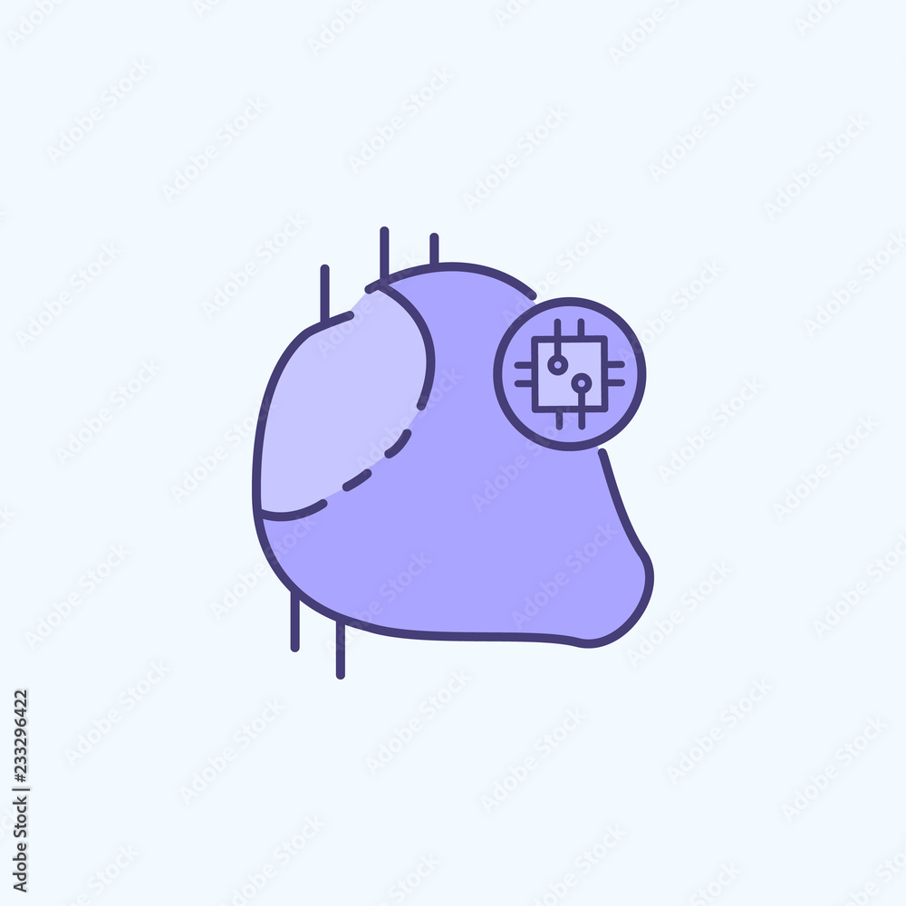 Poster heart chip 2 colored line icon. simple colored element illustration. heart chip outline symbol desig