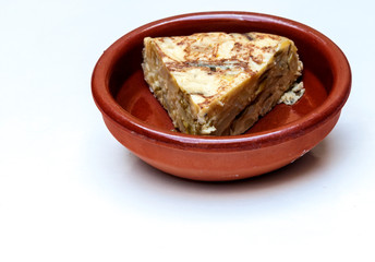Spanish tortilla surrounded by white background