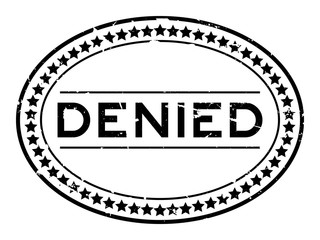 Grunge black denied word oval rubber seal stamp on white background