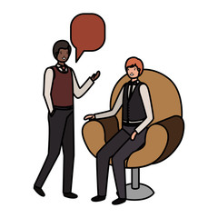 business men with speech bubble avatar character