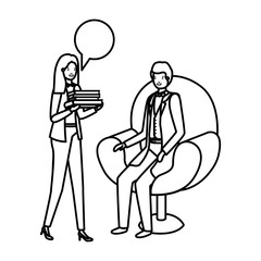 couple of business with speech bubble