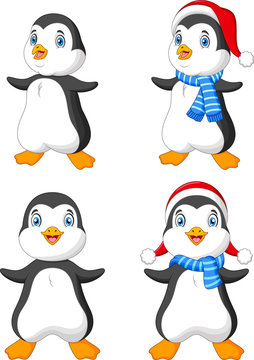Cartoon Christmas penguin collection