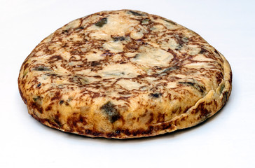 Spanish tortilla surrounded by white background
