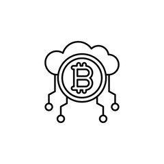 bitcoin, cloud icon. Element of crypto currency icon. Thin line icon for website design and development, app development