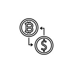 crypto exchange icon. Element of crypto currency icon. Thin line icon for website design and development, app development