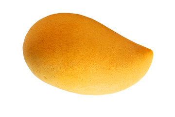 Yellow mango fruit isolated on white background. clipping path.
