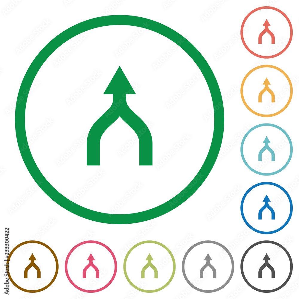 Poster merge arrows up flat icons with outlines