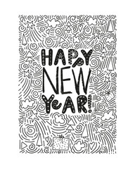 Happy New Year Typography Card.