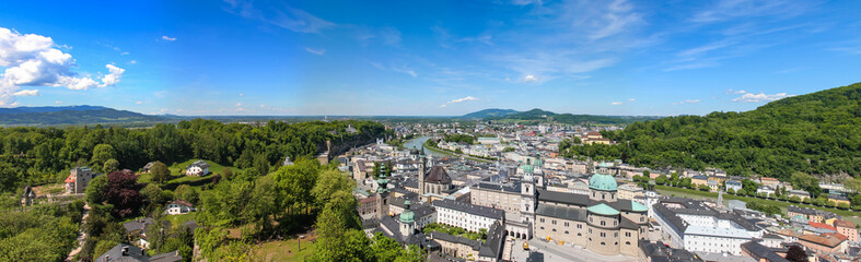Fototapeta na wymiar Panoramic view of Salzburg and surroundings, Austria