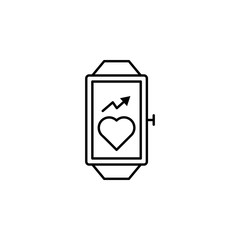 cardio app, smartwatch, medical equipment icon. Element of technology icon for mobile concept and web apps. Thin line cardio app, smartwatch, medical equipment icon