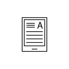 ebook, letter, word icon. Element of technology icon for mobile concept and web apps. Thin line ebook, letter, word icon can be used for web and mobile