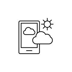 mobile phone app weather, cloud, sun icon. Element of technology icon for mobile concept and web apps. Thin line mobile phone app weather, cloud, sun icon can be used for web