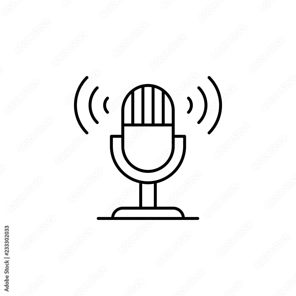 Poster technology microphone icon. element of technology icon for mobile concept and web apps. thin line te