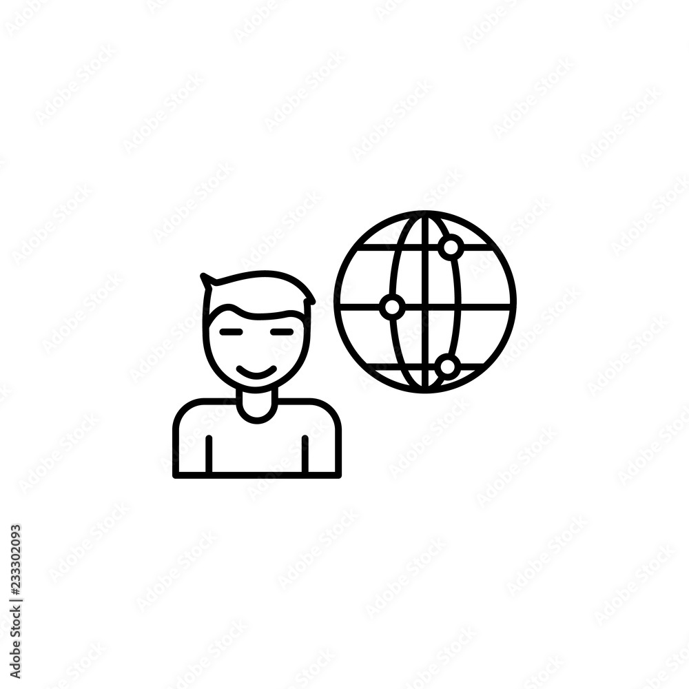Poster user, global, network icon. element of technology icon for mobile concept and web apps. thin line us