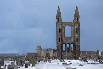 St Andrews Cathedral during a Snow Storm