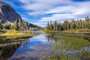 Twin Lakes in the Mammoth Lakes basin in the Eastern Sierra mountains, California