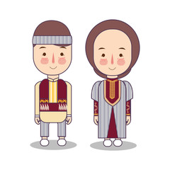 Armenians in national dress. Man and woman in traditional costume. Travel to Armenia. People. Flat illustration.