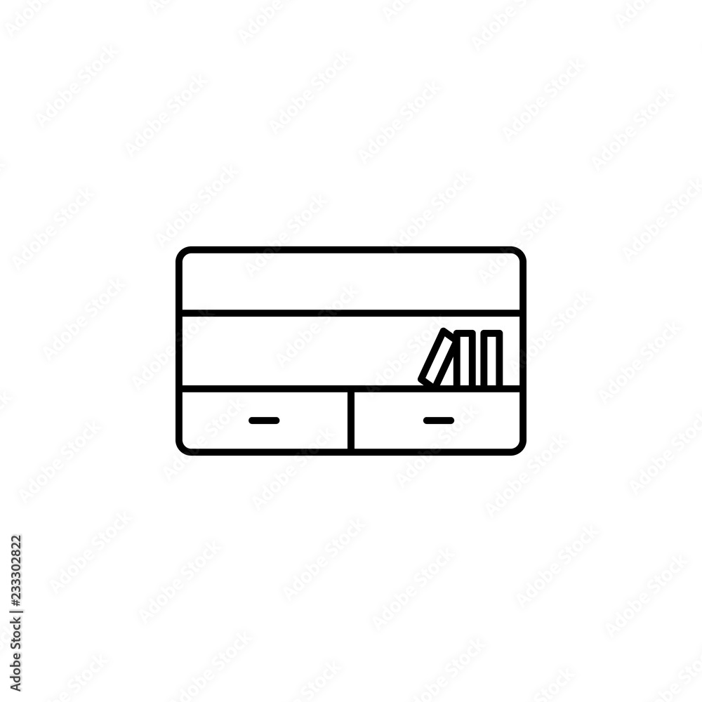 Aufkleber bookshelf icon. element of outline furniture icon. thin line icon for website design and development