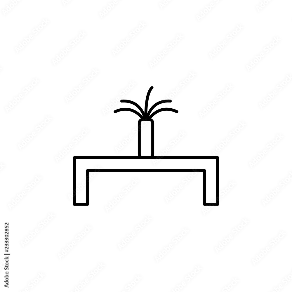 Poster table with flower icon. element of outline furniture icon. thin line icon for website design and dev