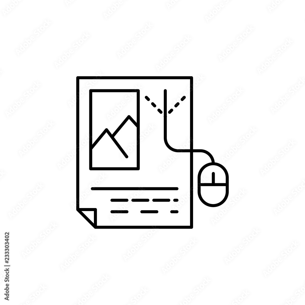 Poster click, mouse, digital editing icon. element of editorial design icon. thin line icon for website des