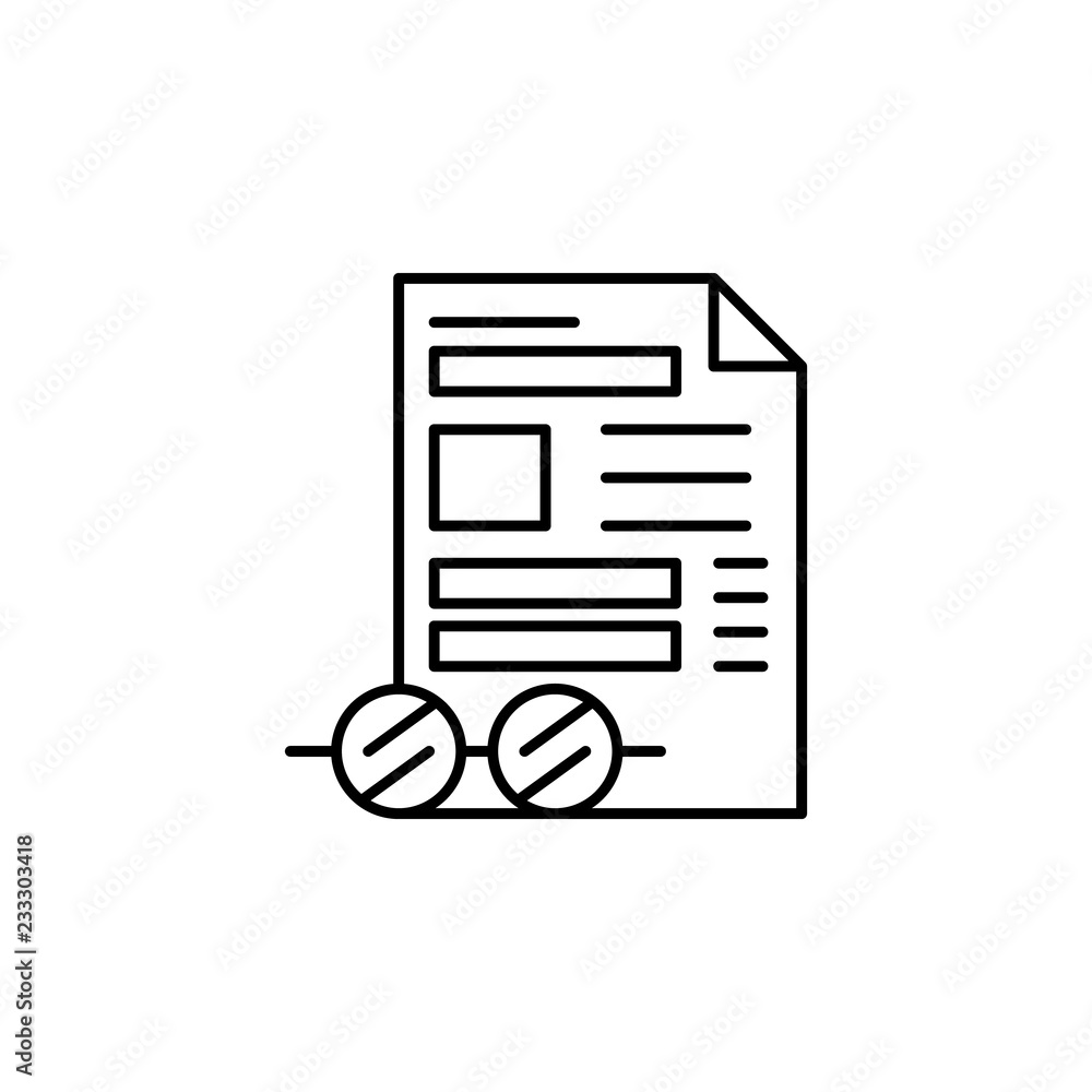 Aufkleber concept, document, editing icon. element of editorial design icon. thin line icon for website design