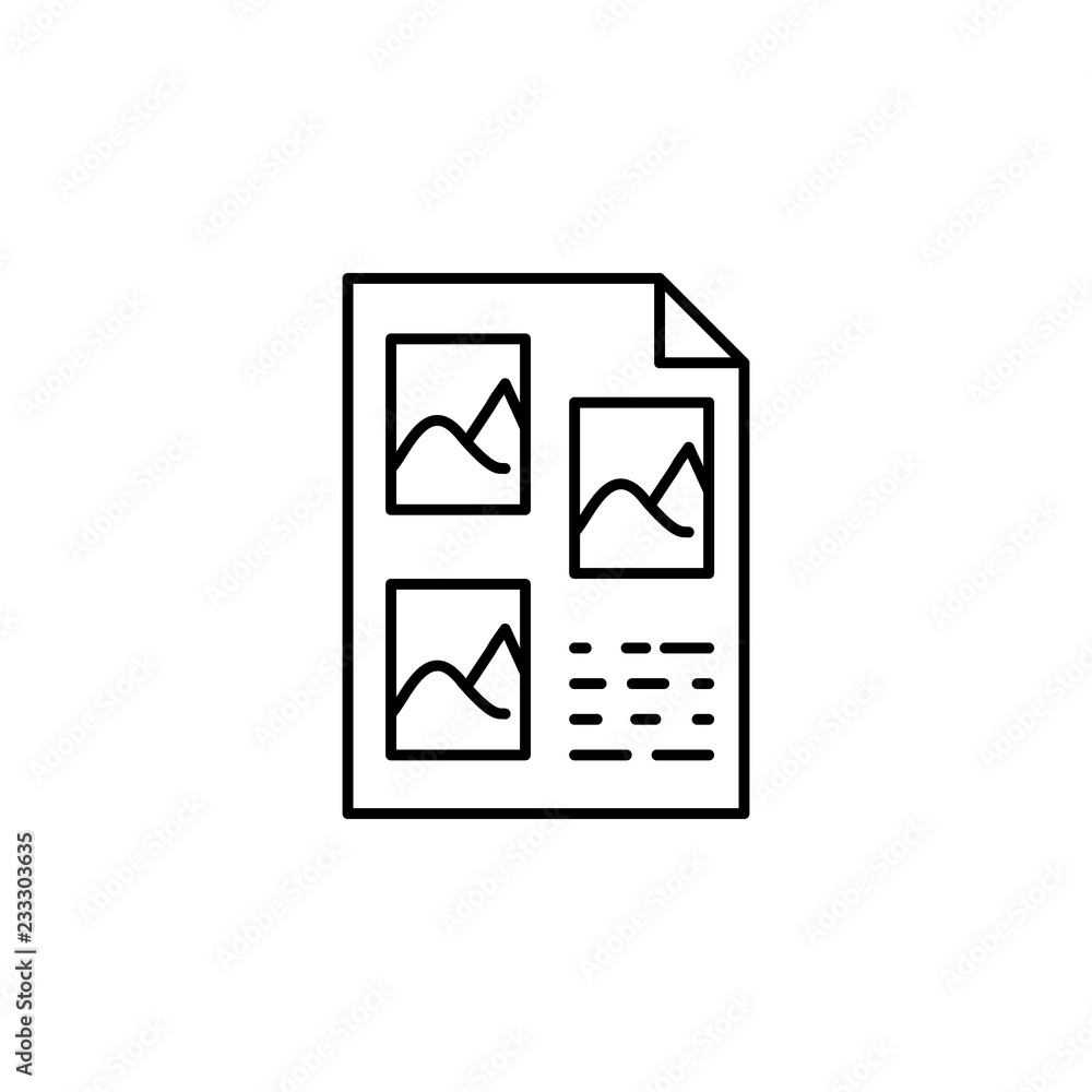 Poster layout, list, picture on document icon. element of editorial design icon. thin line icon for website