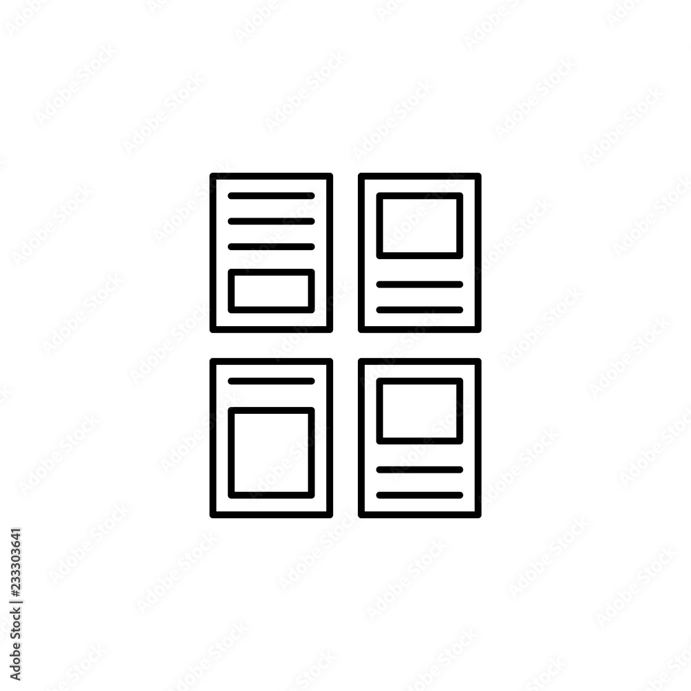 Poster layouts, files, editing all documents icon. element of editorial design icon. thin line icon for web
