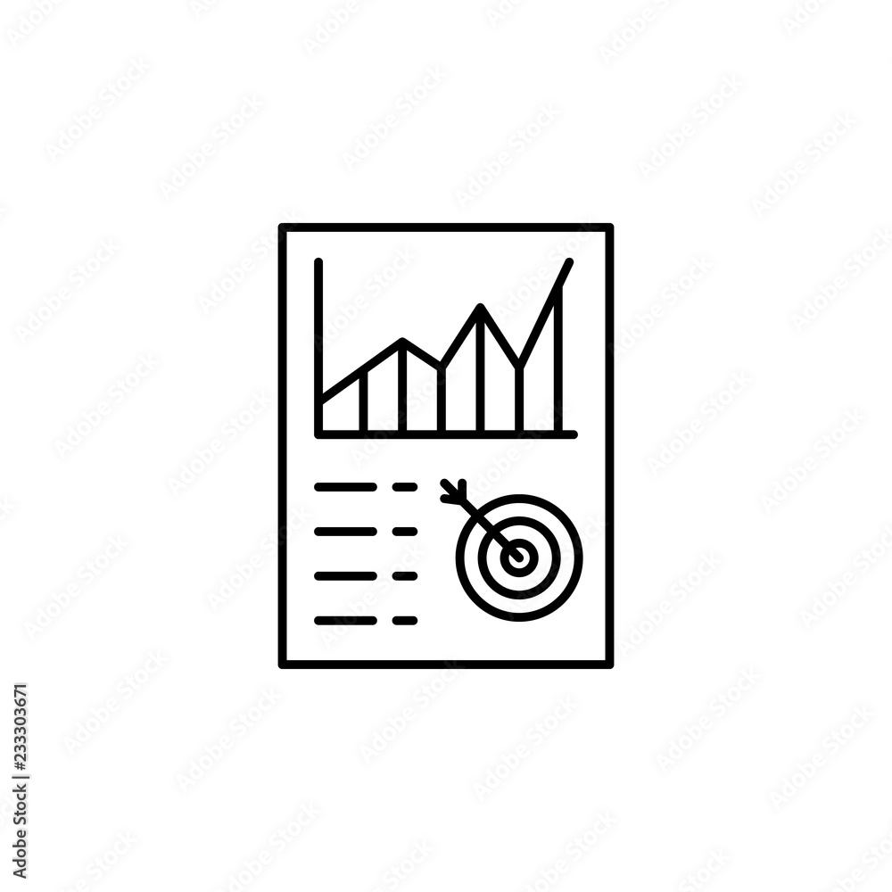 Poster metrics, target , chart icon. element of editorial design icon. thin line icon for website design an