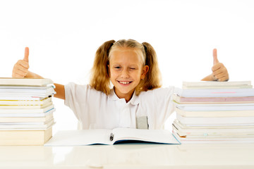 Sweet happy little girl feeling happy strong and ready to go back to school