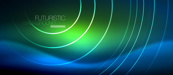 Neon glowing circles background