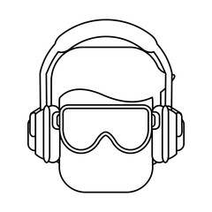 Construction worker avatar black and white