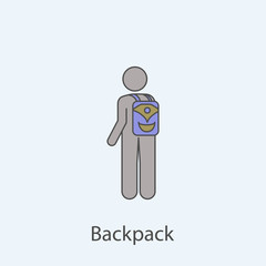 man with backpack 2 colored line icon. Simple colored element illustration. Outline symbol design from man with bag set