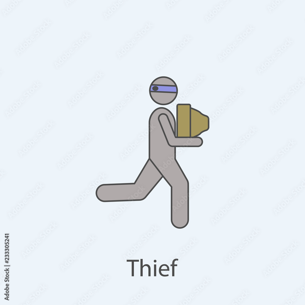 Poster thief 2 colored line icon. simple colored element illustration. outline symbol design from man with 