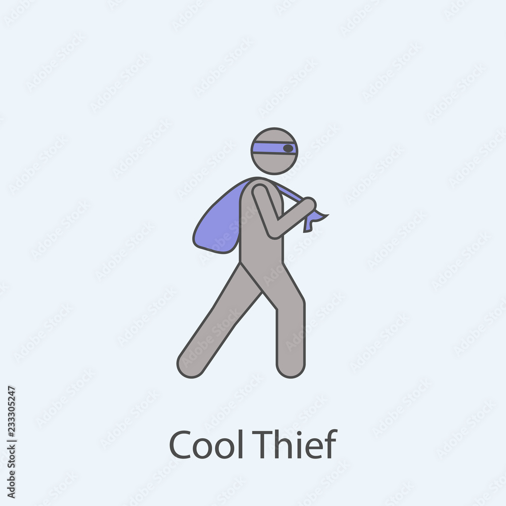 Poster cool thief 2 colored line icon. simple colored element illustration. outline symbol design from man 