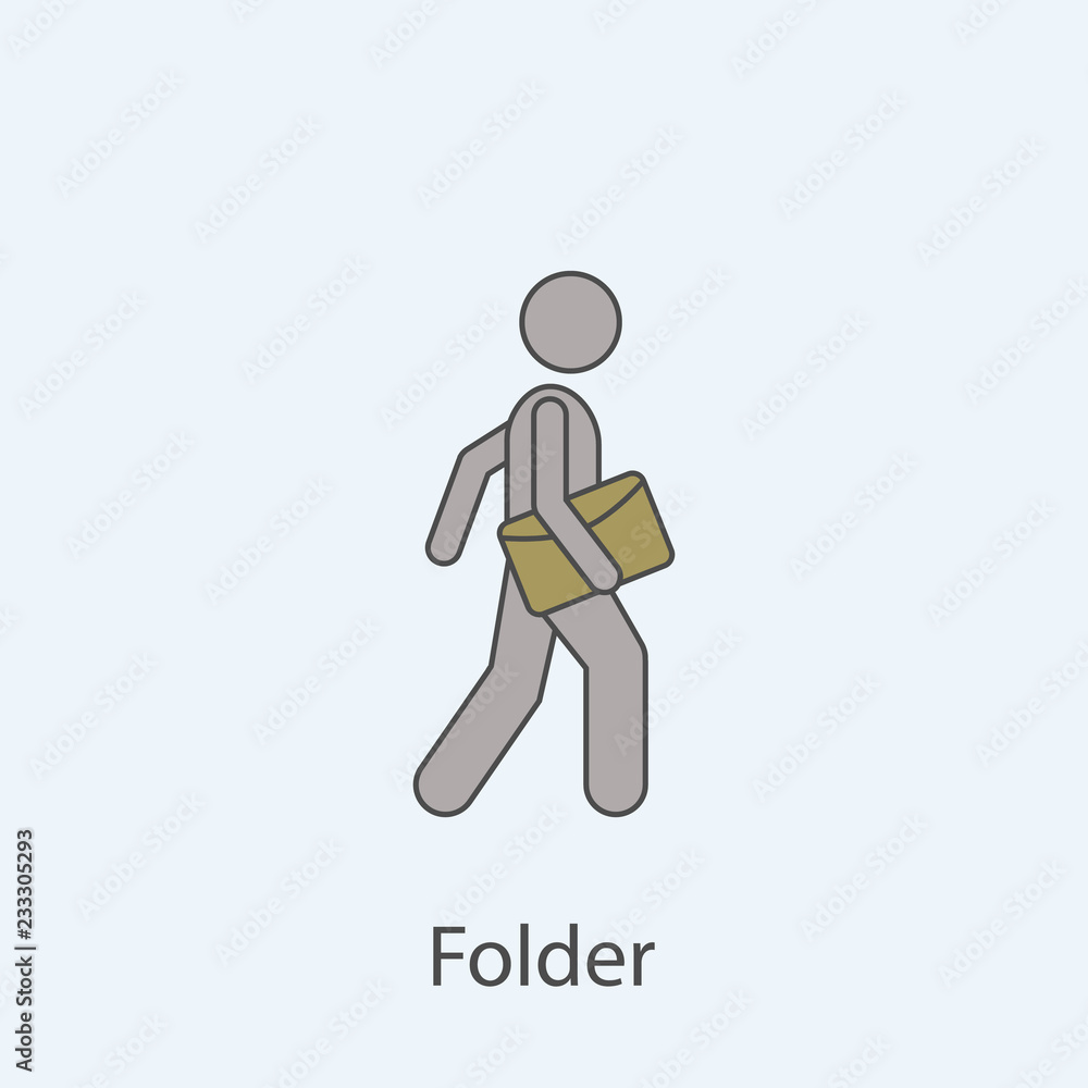 Poster man with document folder 2 colored line icon. simple colored element illustration. outline symbol de